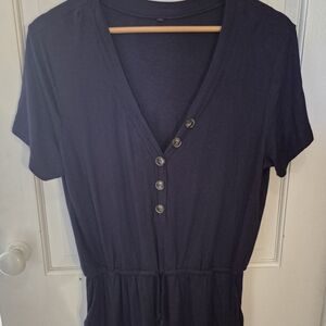 SHEIN Black Button-Front Jumpsuit